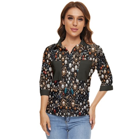Pearls And Stones Women s Quarter Sleeve Pocket Shirt by dedoma