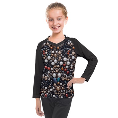 Pearls And Stones Kids  Long Mesh T-shirt by dedoma