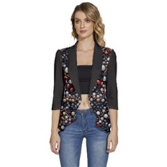Pearls And Stones Women s 3/4 Sleeve Ruffle Edge Open Front Jacket by dedoma