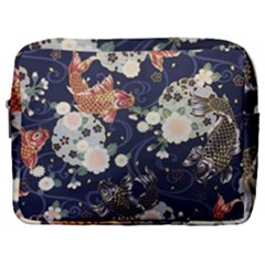 Japanese Wave Koi Illustration Pattern Make Up Pouch (large) by Ndabl3x