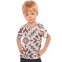 Christmas Texture, New Year, Red-green Christmas Ornament Texture Kids  Sports T-Shirt View1