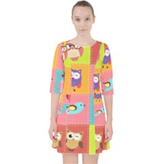 Owls Pattern, Abstract, Art, Desenho Quarter Sleeve Pocket Dress by kyorashop23