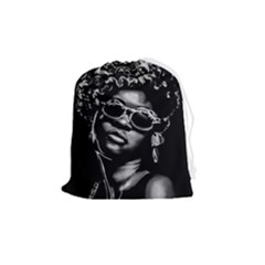 Afro Beauty Woman Portrait (ai+human) Drawstring Pouch (medium) by dflcprintsclothing