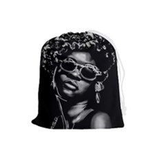 Afro Beauty Woman Portrait (ai+human) Drawstring Pouch (large) by dflcprintsclothing