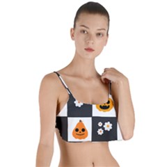 Seamless Halloween Pattern With Smiling Pumpkin 20240926 161714 0000 Layered Top Bikini Top  by Safari