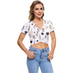 Autumn Seamless Leaves Pattern  Short Sleeve Foldover T-shirt by Safari