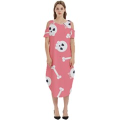 Halloween Pattern With Sculles And Bones 20240926 160927 0000 Cold Shoulder Loose Fit Dress With Pockets by Safari