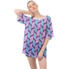 Purple Blue Pattern Oversized Chiffon Top by ytdream