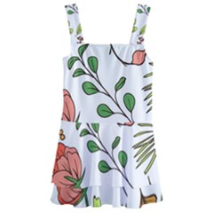 Line Floral Art Pattern Ornament Kids  Layered Skirt Swimsuit by Grandong