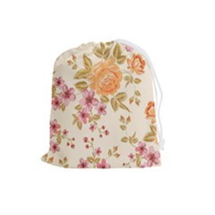Peony Flower Pattern Background Drawstring Pouch (large) by Grandong