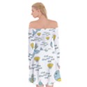Whale Cartoon Whale Seamless Cartoon Character Animals Leaf Off Shoulder Skater Dress View2