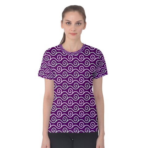 Violet White Pattern Women s Cotton T-shirt by ytdream