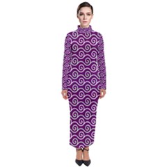 Violet White Pattern Turtleneck Maxi Dress by ytdream