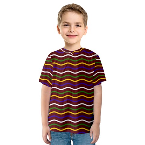 Multicolor Wave Pattern Kids  Sport Mesh T-shirt by ytdream