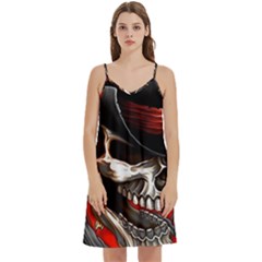 Confederate Flag Usa America United States Csa Civil War Rebel Dixie Military Poster Skull Mini Camis Dress With Pockets by Ket1n9