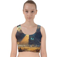 Mystic Blue Pyramid Art Velvet Racer Back Crop Top by ExtraAwesomeSauce