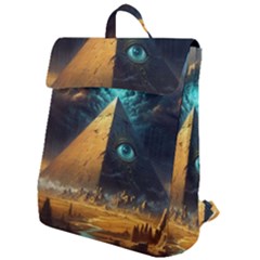 Mystic Blue Pyramid Art Flap Top Backpack by ExtraAwesomeSauce