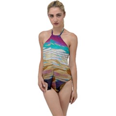 Vibrant Sunset Over Serene Lake Go With The Flow One Piece Swimsuit by ExtraAwesomeSauce