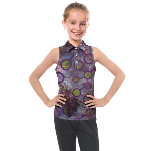 Abstract Molecular Space Art Kids  Sleeveless Polo T-shirt by ExtraAwesomeSauce