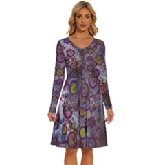 Abstract Molecular Space Art Long Sleeve Dress With Pocket by ExtraAwesomeSauce