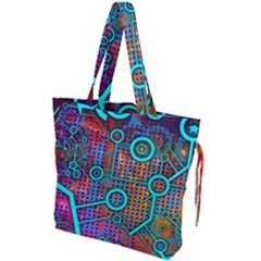 Abstract Tech Galaxy Design Drawstring Tote Bag by ExtraAwesomeSauce