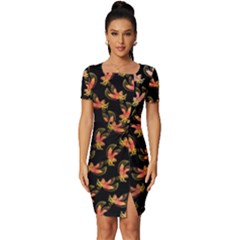 Regal Eagle Pattern Fitted Knot Split End Bodycon Dress by ExtraAwesomeSauce