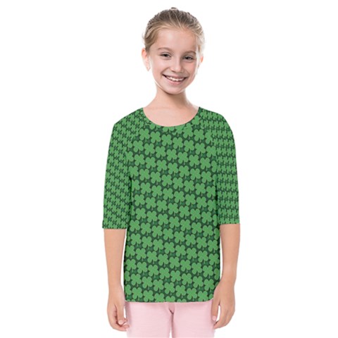 St  Patrick s Day Clovers Kids  Quarter Sleeve Raglan T-shirt by ExtraAwesomeSauce