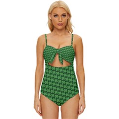 St  Patrick s Day Clovers Knot Front One-piece Swimsuit by ExtraAwesomeSauce