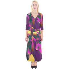 Vibrant Abstract Equine Art Quarter Sleeve Wrap Maxi Dress by ExtraAwesomeSauce