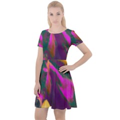 Vibrant Abstract Equine Art Cap Sleeve Velour Dress  by ExtraAwesomeSauce