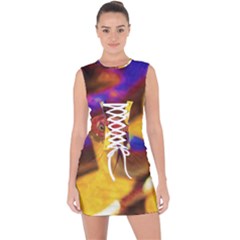 Vibrant Forked-tongue Snake Art Lace Up Front Bodycon Dress by ExtraAwesomeSauce