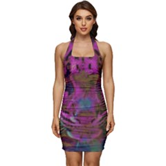 Pink And Purple Leopard Sleeveless Wide Square Neckline Ruched Bodycon Dress by ExtraAwesomeSauce