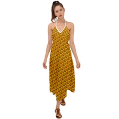 Pixel Art Mushroom Pattern Halter Tie Back Dress  by ExtraAwesomeSauce