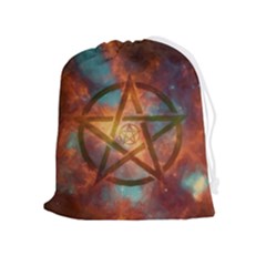 Enchanted Nebula Pentagram Art Drawstring Pouch (xl) by ExtraAwesomeSauce