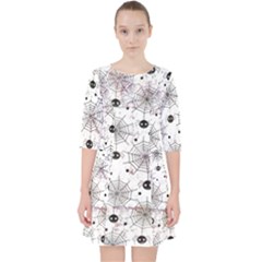 Creepy Spider Design, Adoxali, Halloween Quarter Sleeve Pocket Dress by kyorashop23