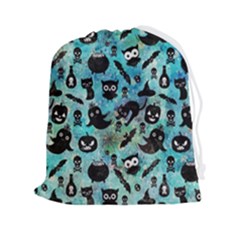 Ghosts Owls Pumpkins Drawstring Pouch (2xl) by kyorashop23