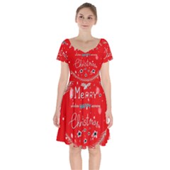 Merry, Happy Christmas, Christmas Gnome Short Sleeve Bardot Dress by kyorashop23