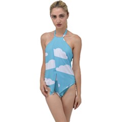 Clouds Blue Pattern Go With The Flow One Piece Swimsuit by ConteMonfrey