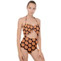 Black And Orange Pumpkin Scallop Top Cut Out Swimsuit View1