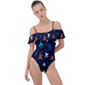 Blue sky airplanes planes Frill Detail One Piece Swimsuit View1