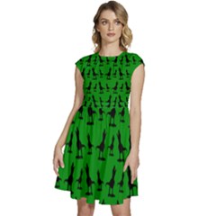 Dinos On A Green Background Cap Sleeve High Waist Dress by ConteMonfrey