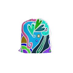 Crazy Pop Art - Doodle Hearts  Drawstring Pouch (small) by ConteMonfrey