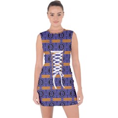 Bitcoin Logo Pattern Lace Up Front Bodycon Dress by ExtraAwesomeSauce
