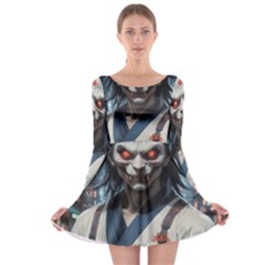 Demon Samurai Long Sleeve Skater Dress by AwesomeSauce