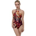 Forest Path Red Nature Go with the Flow One Piece Swimsuit View1