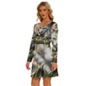 Epic Armored Cat Warrior Long Sleeve Wide Neck Velvet Dress View2