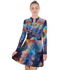Cosmic Jellyfish Artwork Long Sleeve Panel Dress by ExtraAwesomeSauce