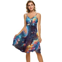 Cosmic Jellyfish Artwork Sleeveless Tie Front Chiffon Dress by ExtraAwesomeSauce