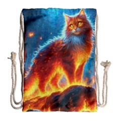 Enchanted Fire Feline Drawstring Bag (large) by ExtraAwesomeSauce