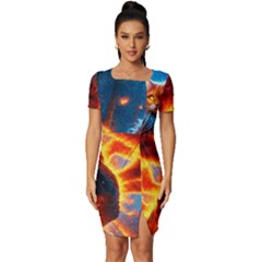 Enchanted Fire Feline Fitted Knot Split End Bodycon Dress by ExtraAwesomeSauce